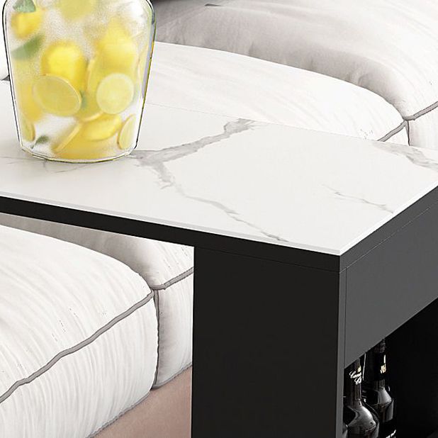 Contemporary Storage Base Bar Dining Table Stone Top Table with Wine Storages