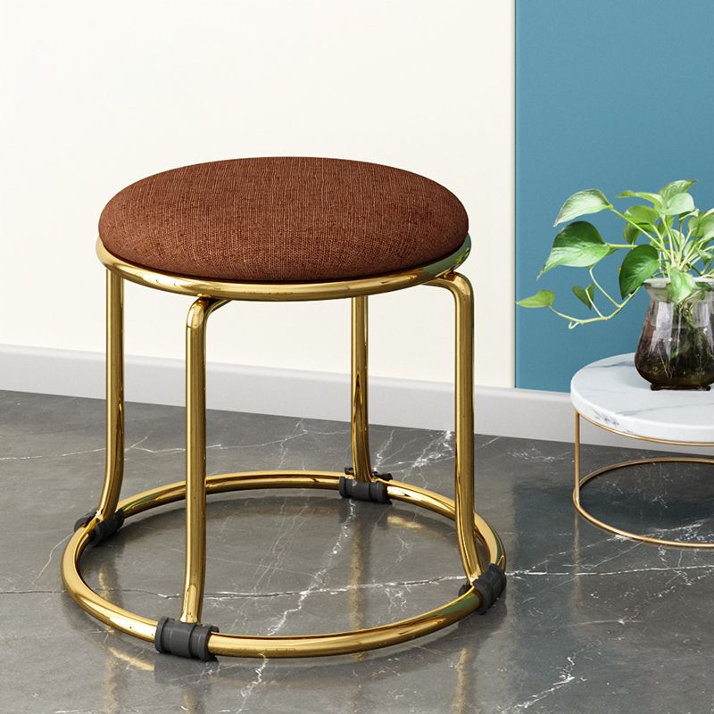 Scratch Resistant Round Standard Solid Color Cotton Ottoman for Living Room