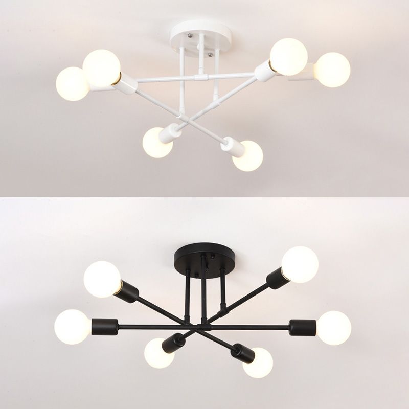Metal Sputnik Semi Flush Mount Ceiling Light Minimalist Style Semi Flush Mount Chandelier