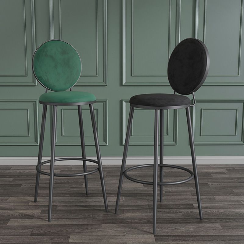 Glam Metal Upholstered Bar Stool Bristol Barstool with Iron Legs and Low Cushion Back