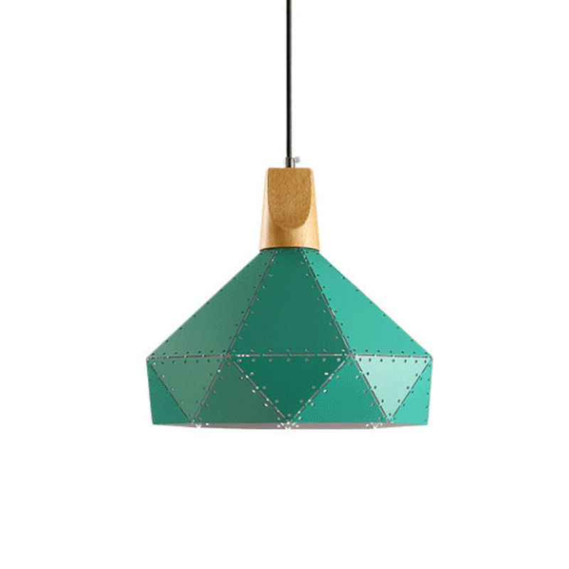 Macaron Metal Diamond Drop Lamp 1-Light Dining Room Pendant Light Fixture