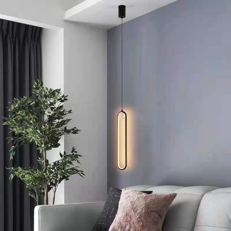 Moderne stijl led hanglamp 1 licht ovaal metaalhanglicht voor bed voor het bed