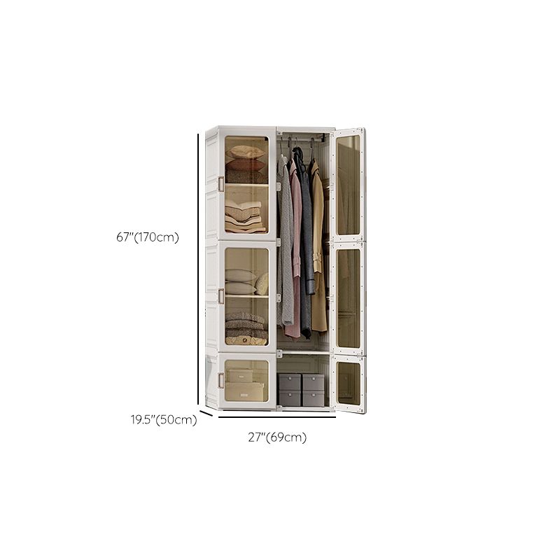 Modern Folding Plastic Wardrobe Freestanding Wardrobe with Shelves