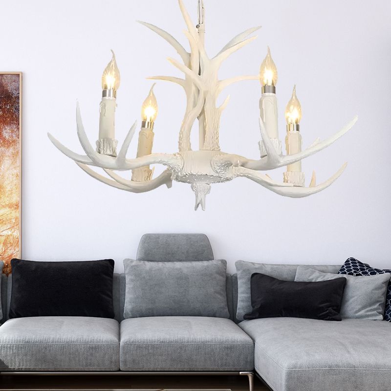 Résine White Hanging Chandelier Bougie 4/8 Bulbes Prendants Traditional Prendant Lightture for Chadow