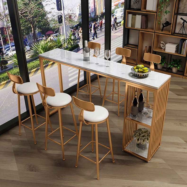 1/3/7 Pieces Rectangular Bar Table Set Modern Marble Milk Tea Shop Table with Bar Stools