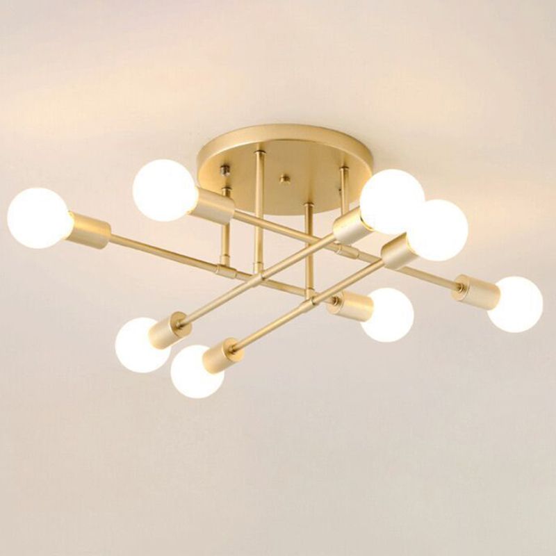 Luminaire de salle à manger de Style nordique, ampoule ouverte simple, lignes croisées, plafonnier en métal