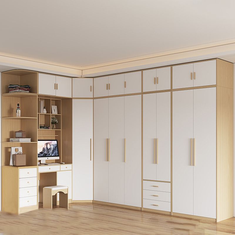 Contemporary Freestanding Wardrobe Engineered Wood White Wardrobe