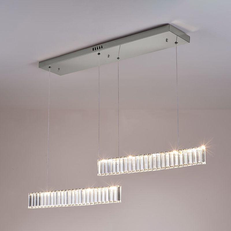 Modern Crystal Chandelier Lamp Linear LED Island Pendant for Dining Room