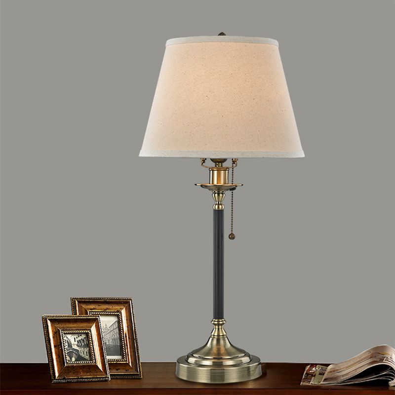 1-Bulb Esszimmertischlampe minimalistische weiße Pull-Chain-Nachtlicht mit sich verjüngter Stofffarbe
