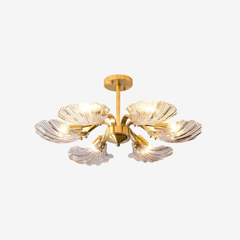 Glass Metal Contemporary Chandelier Gold Pendant Lighting for Living Room