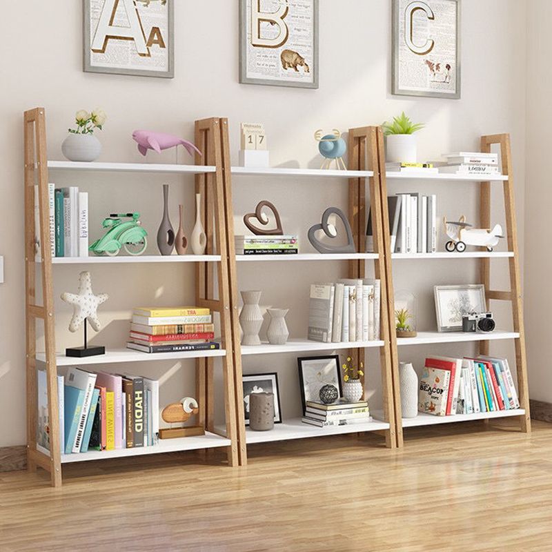 Modern Ladder Vertical Bookshelf Open Wooden Shelf Bookcase for Study Room