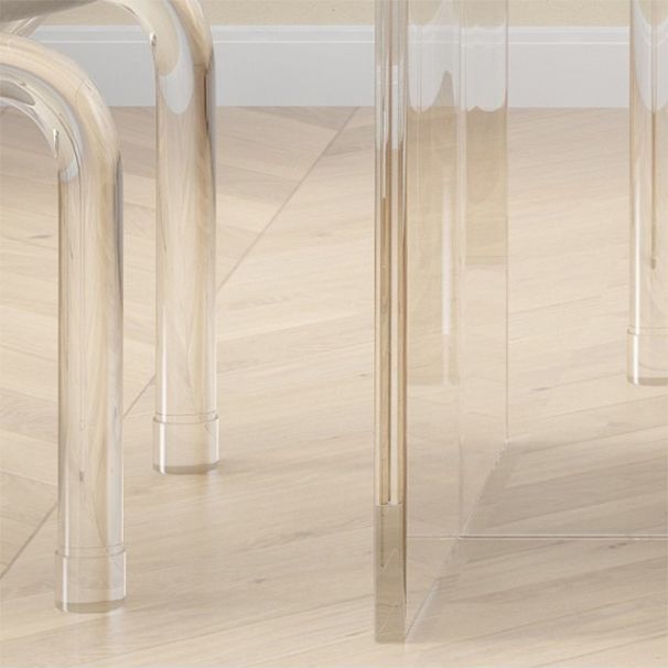 Glam Dining Table Set with Acrylic Base 1/5/7 Pcs Dinette Set with White Chairs