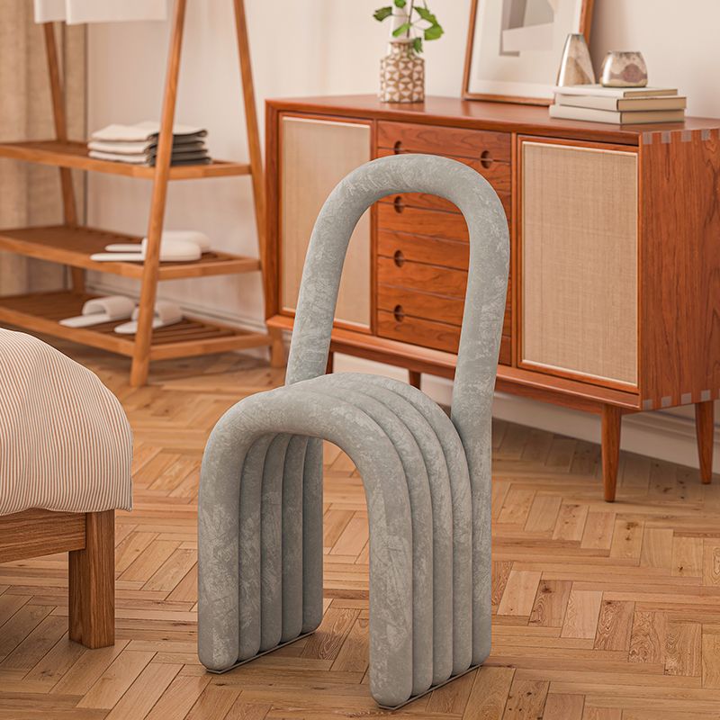 Modern Style Side Chair Velvet Open Back Armless Dining Chair for Home