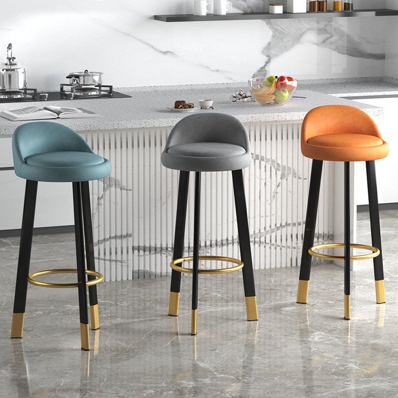 Modern Style Round Seat Barstool Pu Leather Counter Bar Stool with Metal Legs