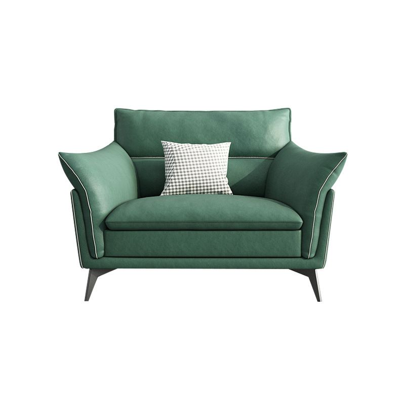 Contemporary 33.46" H Green Faux Leather Pillow Top Arm Sofa