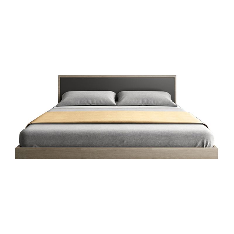 Contemporary Gray Panel Bed with Rectangular Headboard in Wood