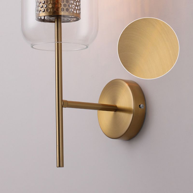 Industrial Style Armed Shape Wall Lamp Glass 1 Light Wall Sconce for Living Room