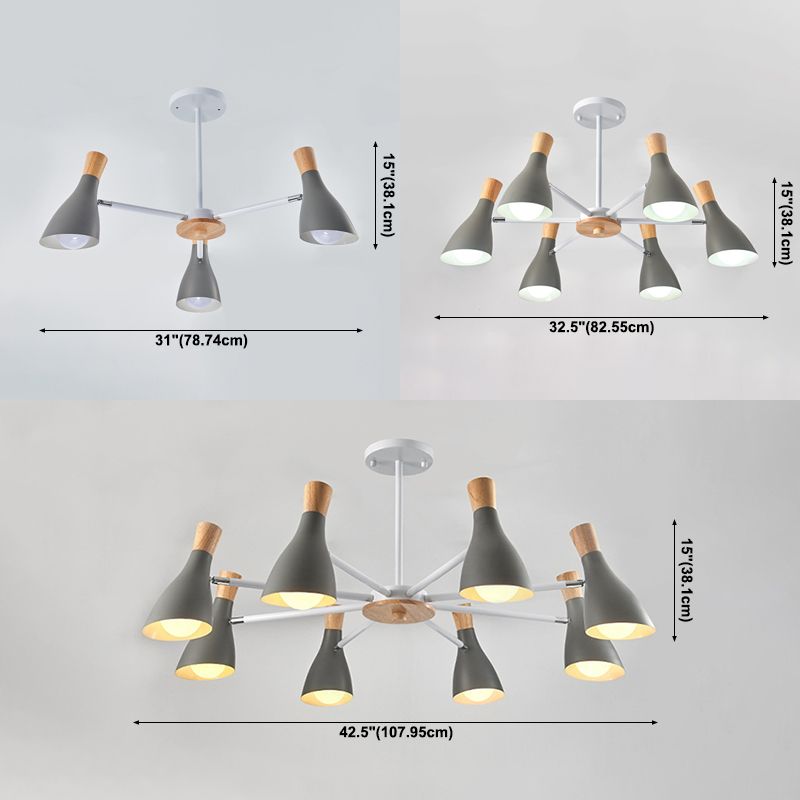 Multi Light Cone Hangende kroonluchter Moderne Macaron Style Metal Hanging Lamp voor restaurant