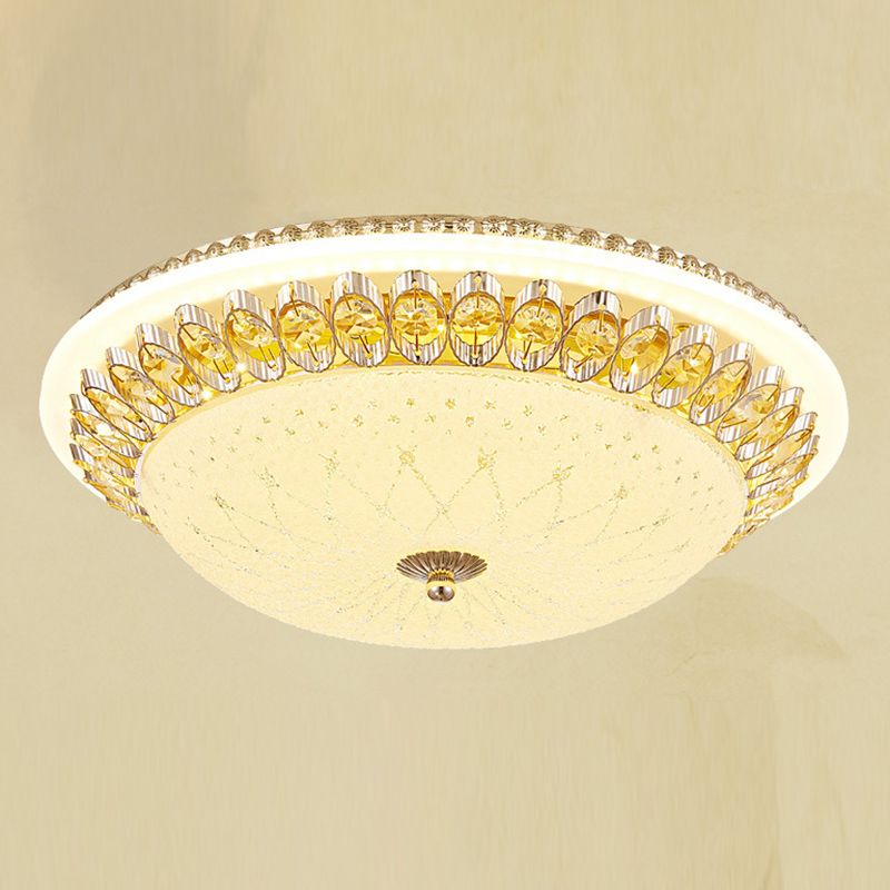 1 Légère lumière Flush Light Contemporary Clear Crystal Bedroom Flush Ceiling Lamp
