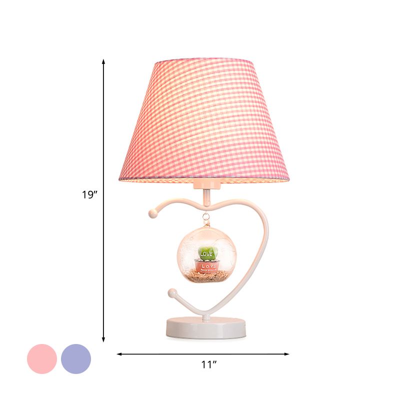 Metal Heart Shape Desk Lamp Contemporary Single Head Blue/Pink Reading Book Light for Study Room