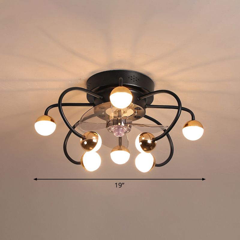 Acrylkugel und Käfiglüfter leuchten moderne LED -abgelegene Halbblöcke mit 3 Klingen, 19 "breit