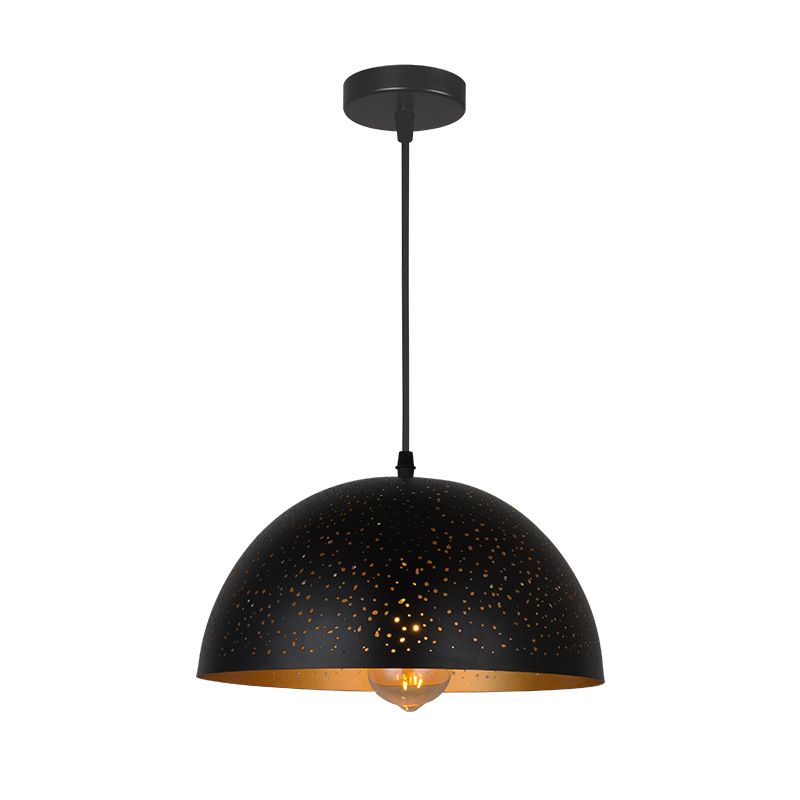 Metalen kom hangluchting verlichtingsarmatuur industriële coffeeshop hanglamp hangend in zwart