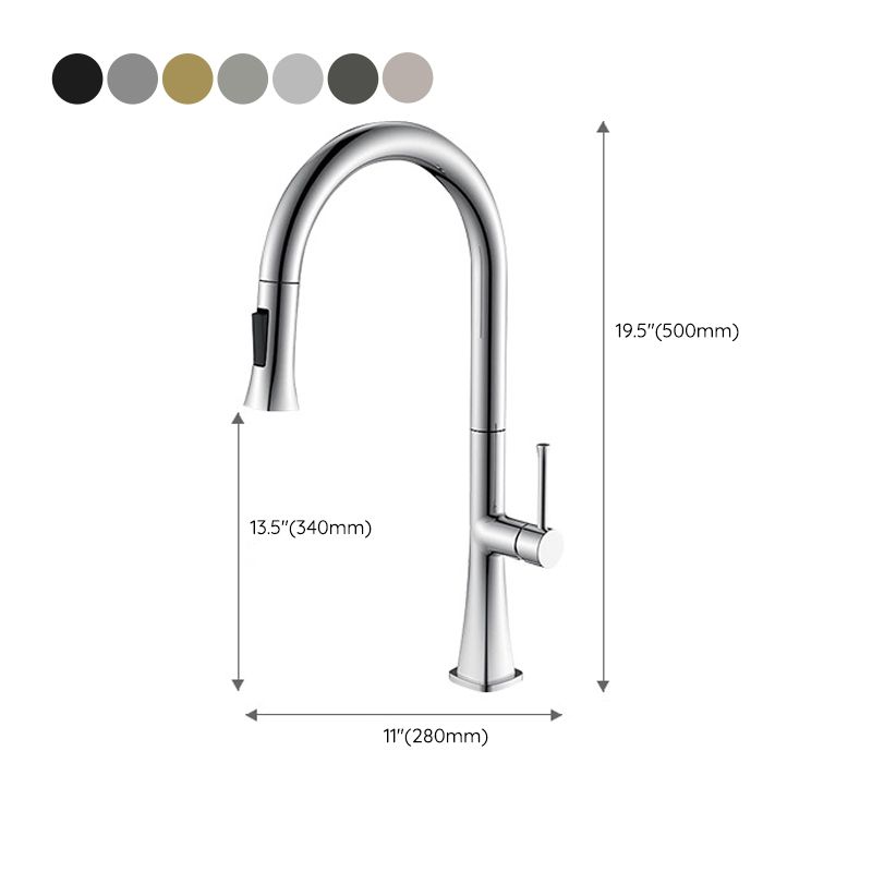 Contemporary One Handle Kitchen Faucet Pull Down 1-Hold Bar Faucet with Pull Out Sprayer