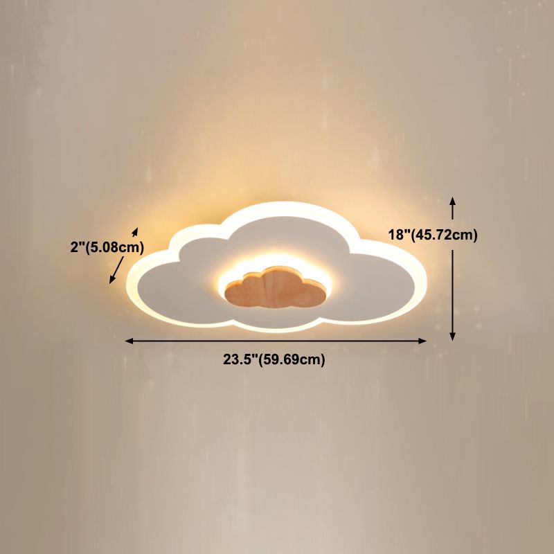 Metal Cloud Shape Flush Mount Light Kid Style 2-Lights Flush Mount Ceiling Light in White