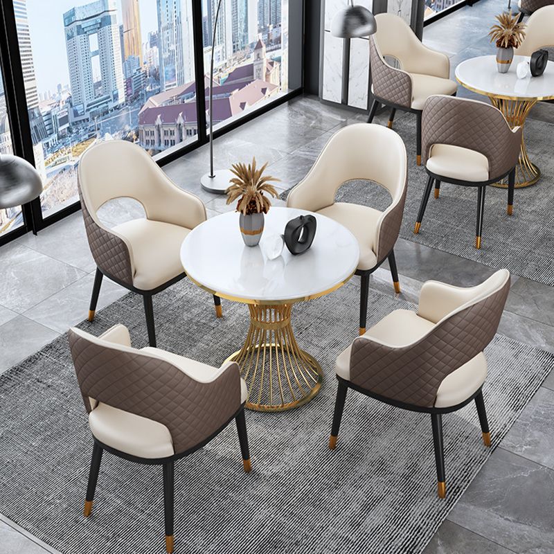 Glam Dinette Set for Kitchen 1/2/5 Pcs Glossy White Dining Table Set