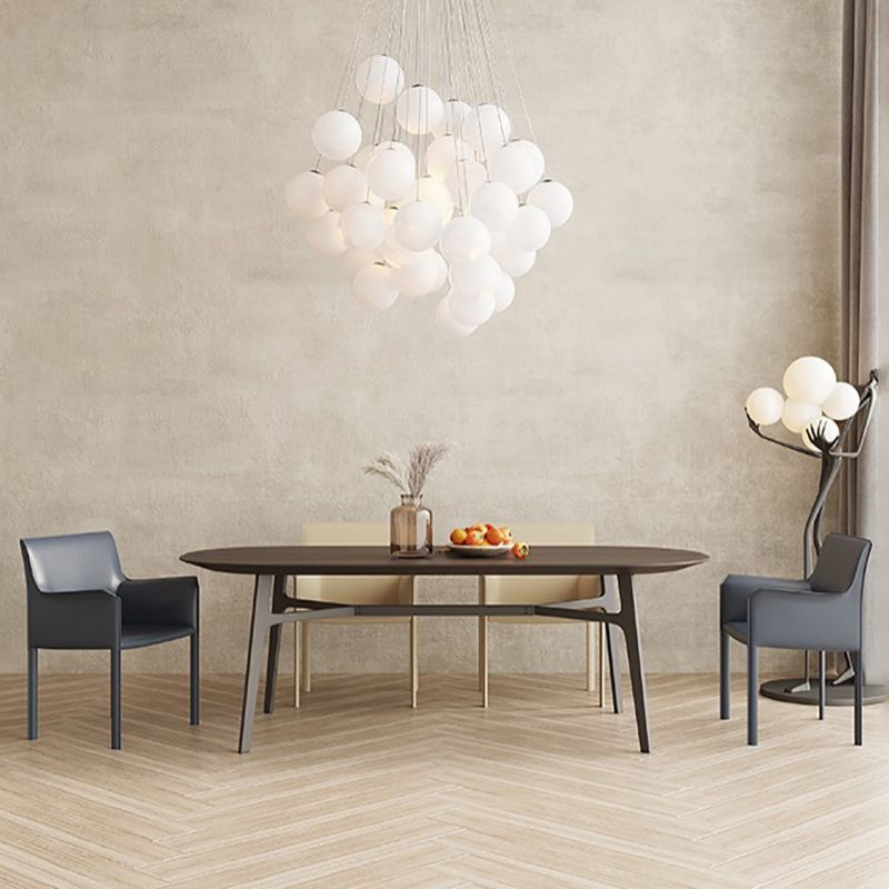 Modern Style Arm Chair Leather Solid Back Dining Chair for Home Use