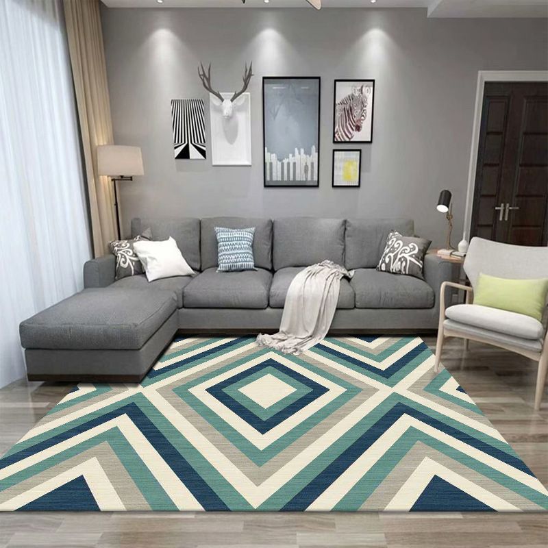Modern Style Rectangle Shape Rug Geometric Pattern Living Room Carpet Washable Area Rug