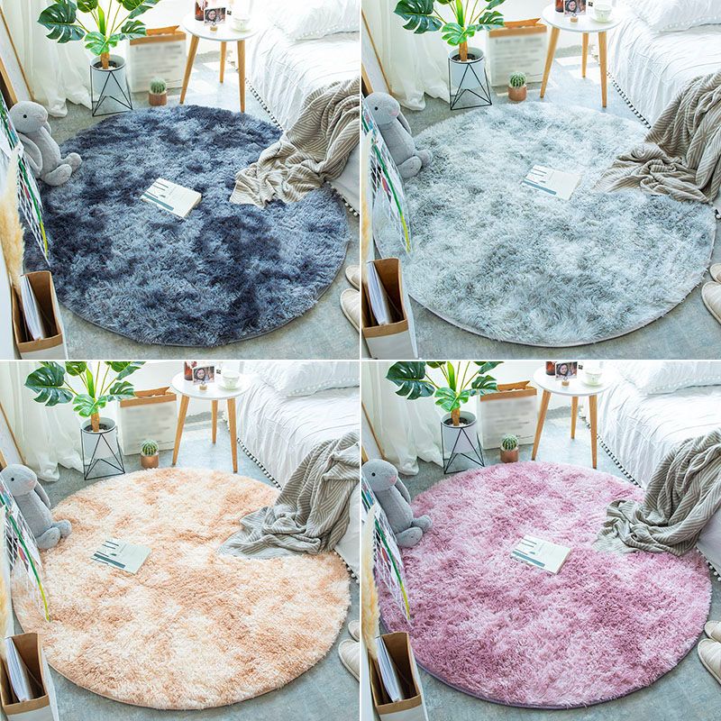 Multi-Color Tie Dye Pattern Rug Faux Fur Relaxing Area Carpet Pet Friendly Non-Slip Rug for Bedroom