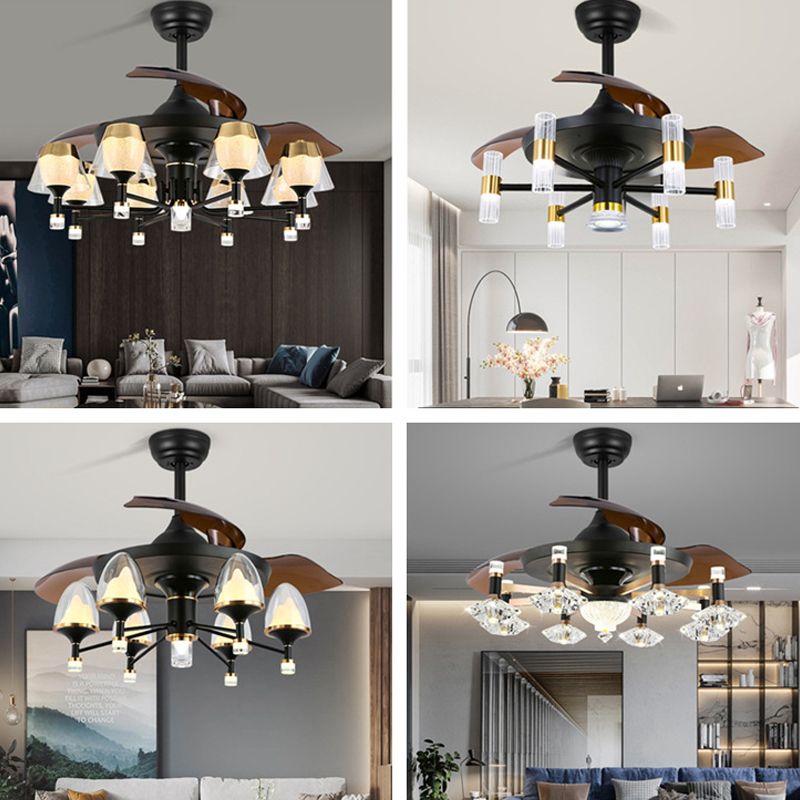 42 "breites Sputnik Wohnzimmer Deckenventilator Leuchtmetall LED Modernismus Halbflush-Halterung mit 4 Klingen