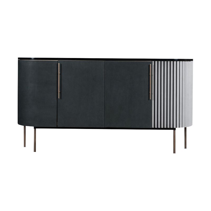 Metal and Solid Wood Cabinet Black Bar Pulls Straight Legs Accent Cabinet