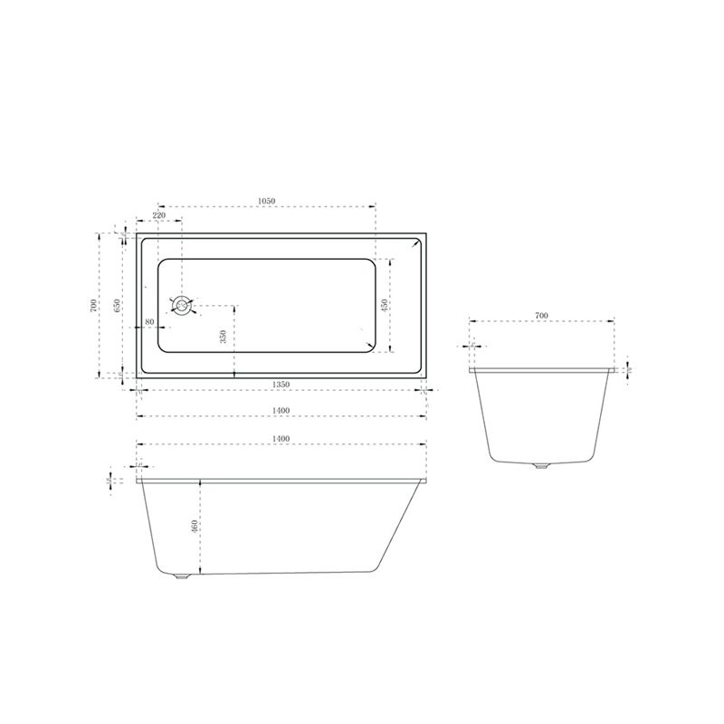 Contemporary Drop-in Soaking Bathtub Rectangle Acrylic Bathtub in White