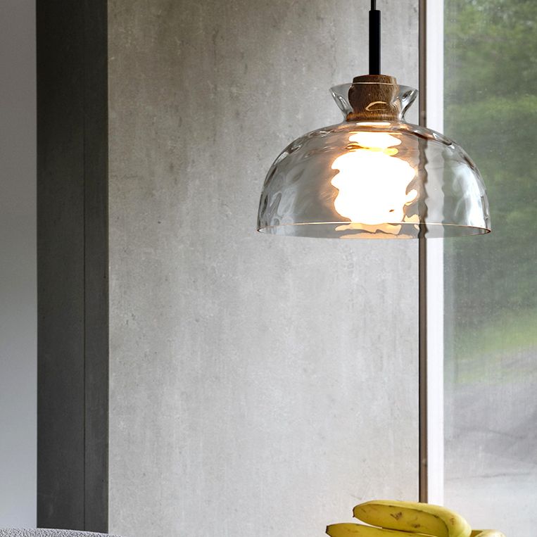 1-Light Geometric Shape Hanging Light Nordic Style Pendant Lamp with Clear Glass Shade