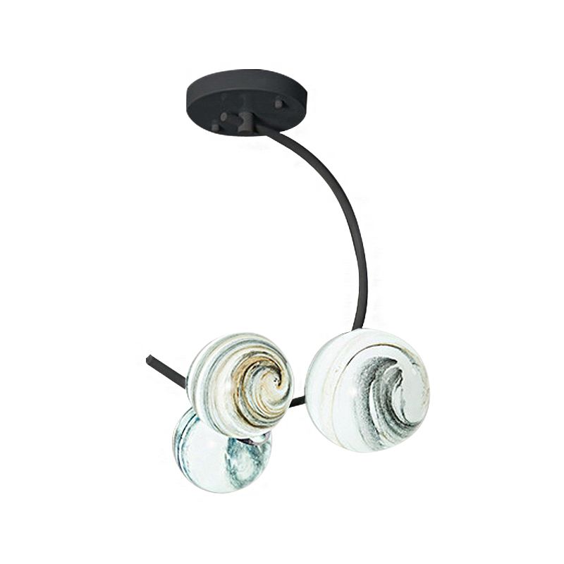 Lámpara de lámparas de lámparas de 3/5 luces de estilo moderno con sombra de vidrio tirada a mano en blanco/blanco acabado global iluminación colgante global