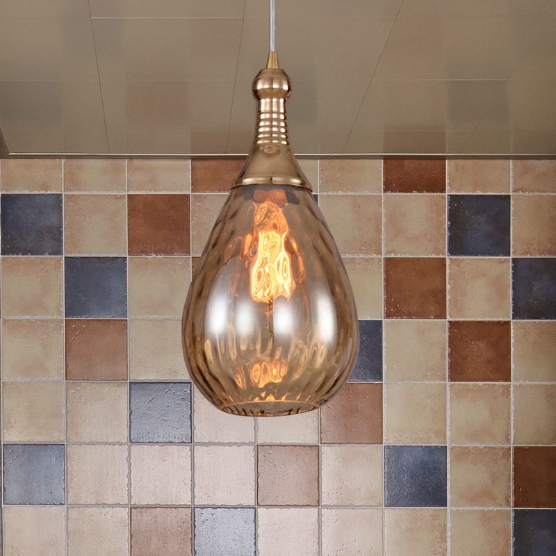 Black/ottone lacrima Light Assicatore industriale/ambra/grigio vetro a 1 luci di illuminazione a pendente camera da letto