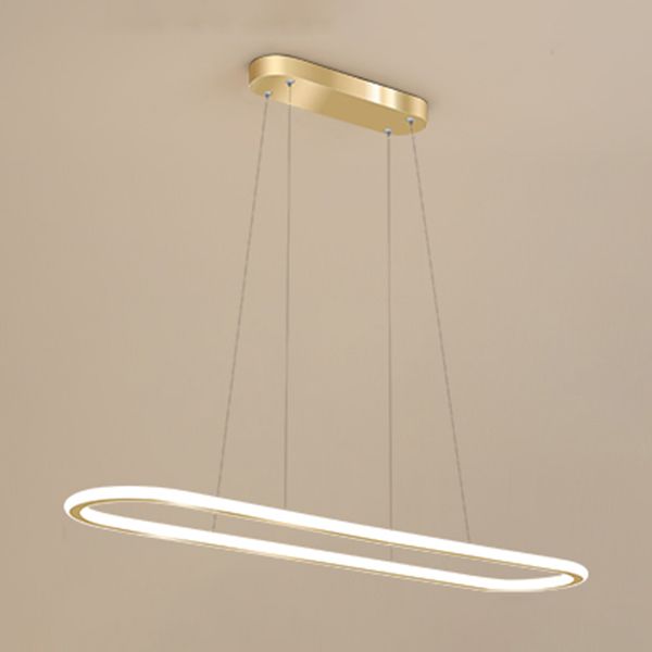 Oval LED Island Light White Acrylic Shade Hanging Lamp for Dinning Room