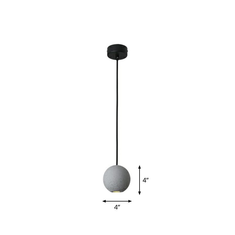 Mini Ball Cement Pendant Light Simplicity Novelty Grey LED Hanging Lamp for Bedroom