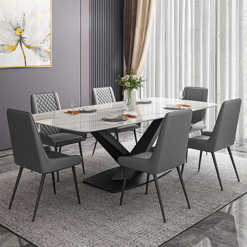 Modern Dining Table Stone Dining Room Dining Table with Metal Base