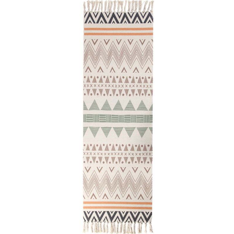 Multi Color Funky Rug Cotton Geometric Shapes Rug Pet Friendly Machine Washable Carpet for Bedroom
