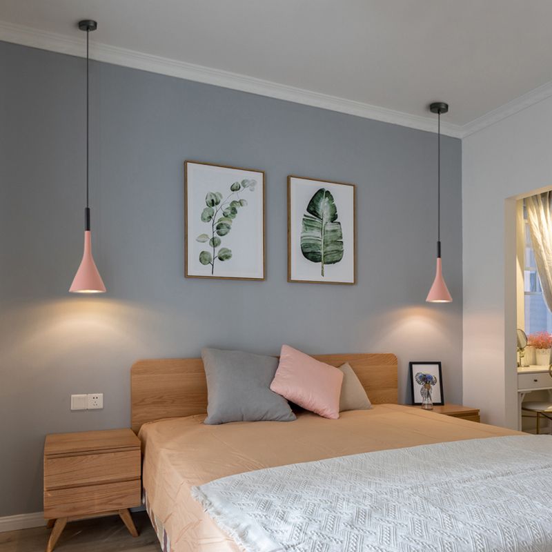 Aluminum Trumpet Shaped Pendant Light Nordic 1 Bulb Suspended Lighting Fixture