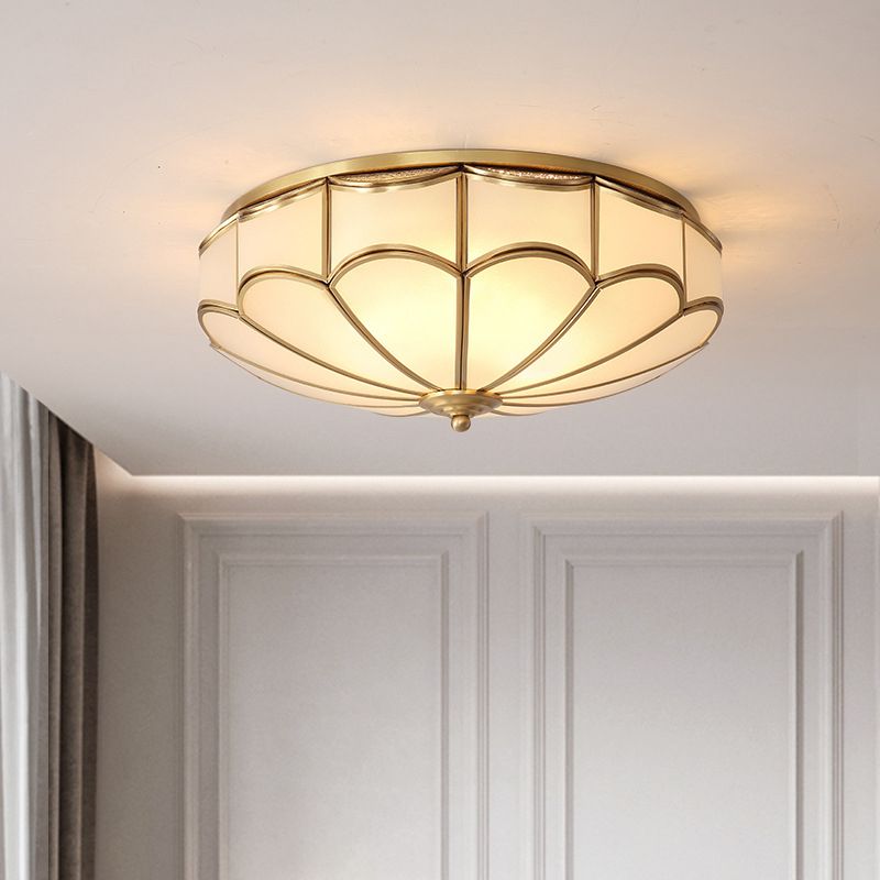 Gold Dome Forma Flush Montaggio Illuminazione Minimalismo Crema Vetro Camera Scarico Soffitto Luce