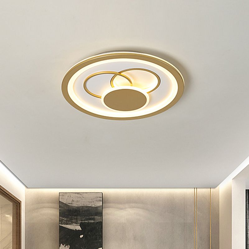16"/19.5" Dia Acrylic Round Flush Mount Fixture Modernist LED Flushmount in Gold, Warm/White Light