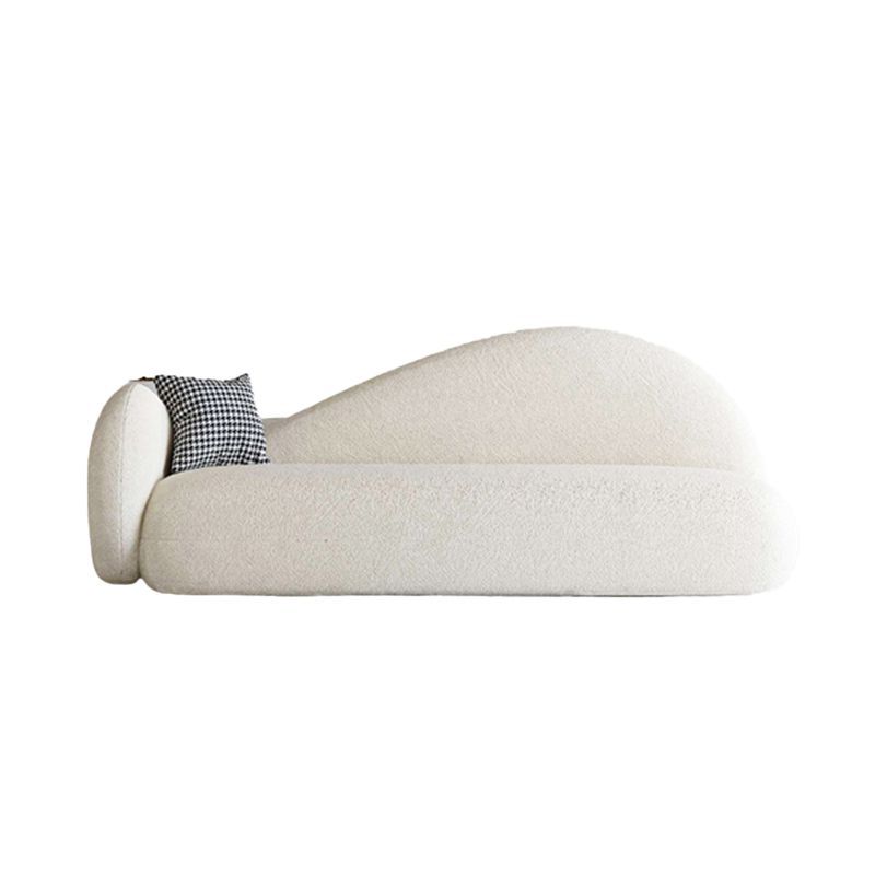 Tight Back Sofa Wool Curved Sofa in White for Living Room, Apartment
