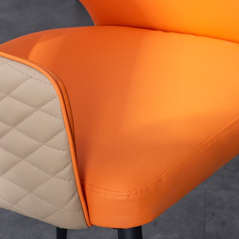 Upholstered Arm Chair Industrial Faux Leather Indoor Dining Chair with Metal Legs