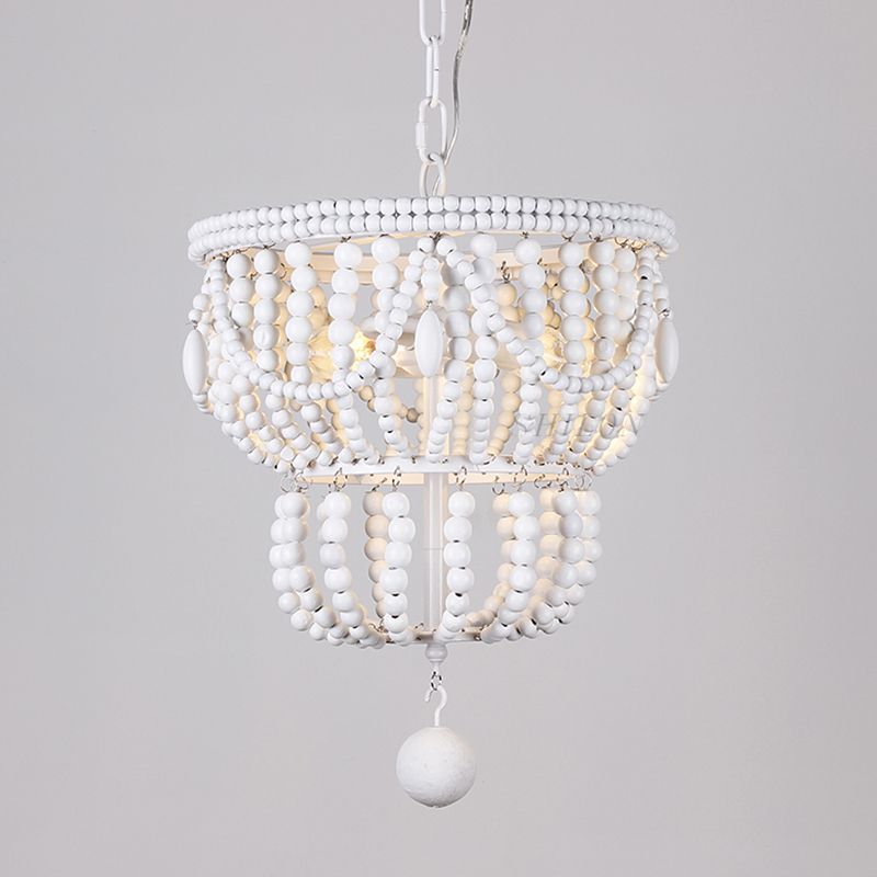 Lampe suspension de suspension de plafond de style plafond de style lustre en bois en forme de panier en forme de panier