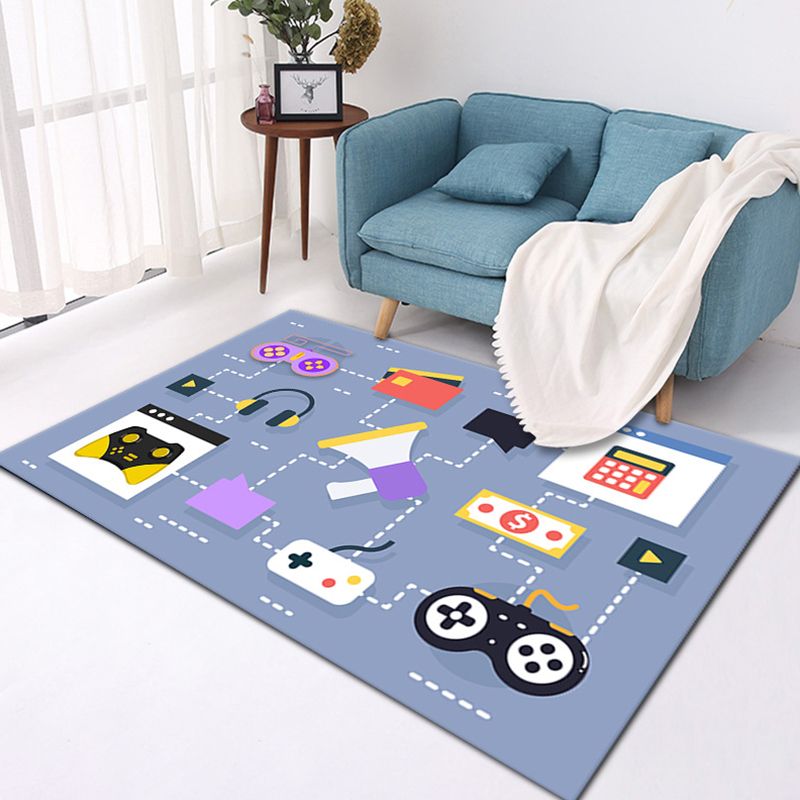 Minimalist Area Carpet Leisure Game Theme Rug Polyester Indoor Rug with Non-Slip Backing