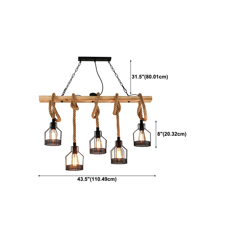 Industrial Pendant Lighting Wood Beam Island Light Fixtures for Restaurant